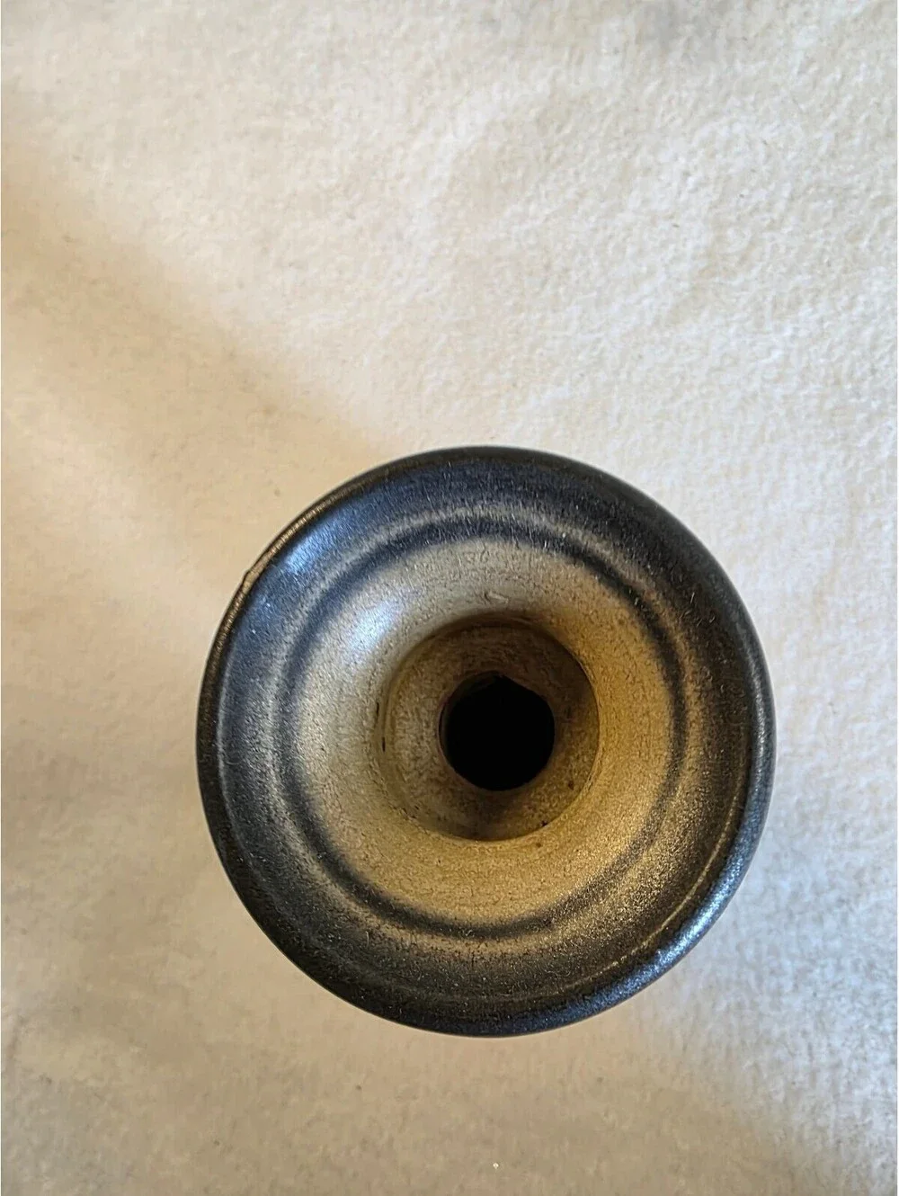 Vintage Signed Studio Pottery Stoneware Candlestick Holder Blue Gray 4
